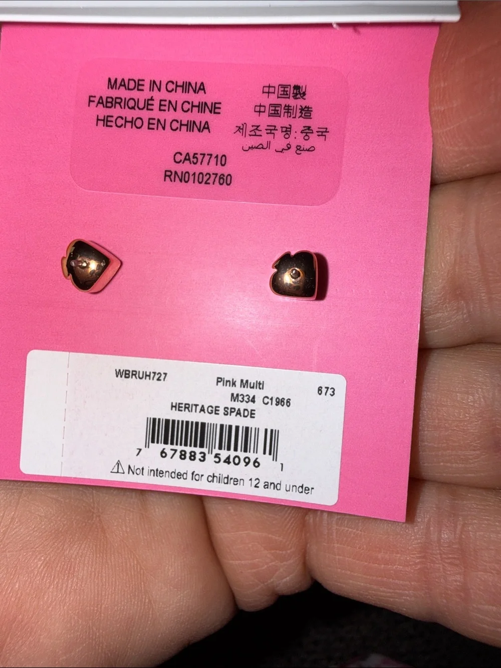 kate spade Two-Tone Pink & Red Triple Heart Drop Earrings